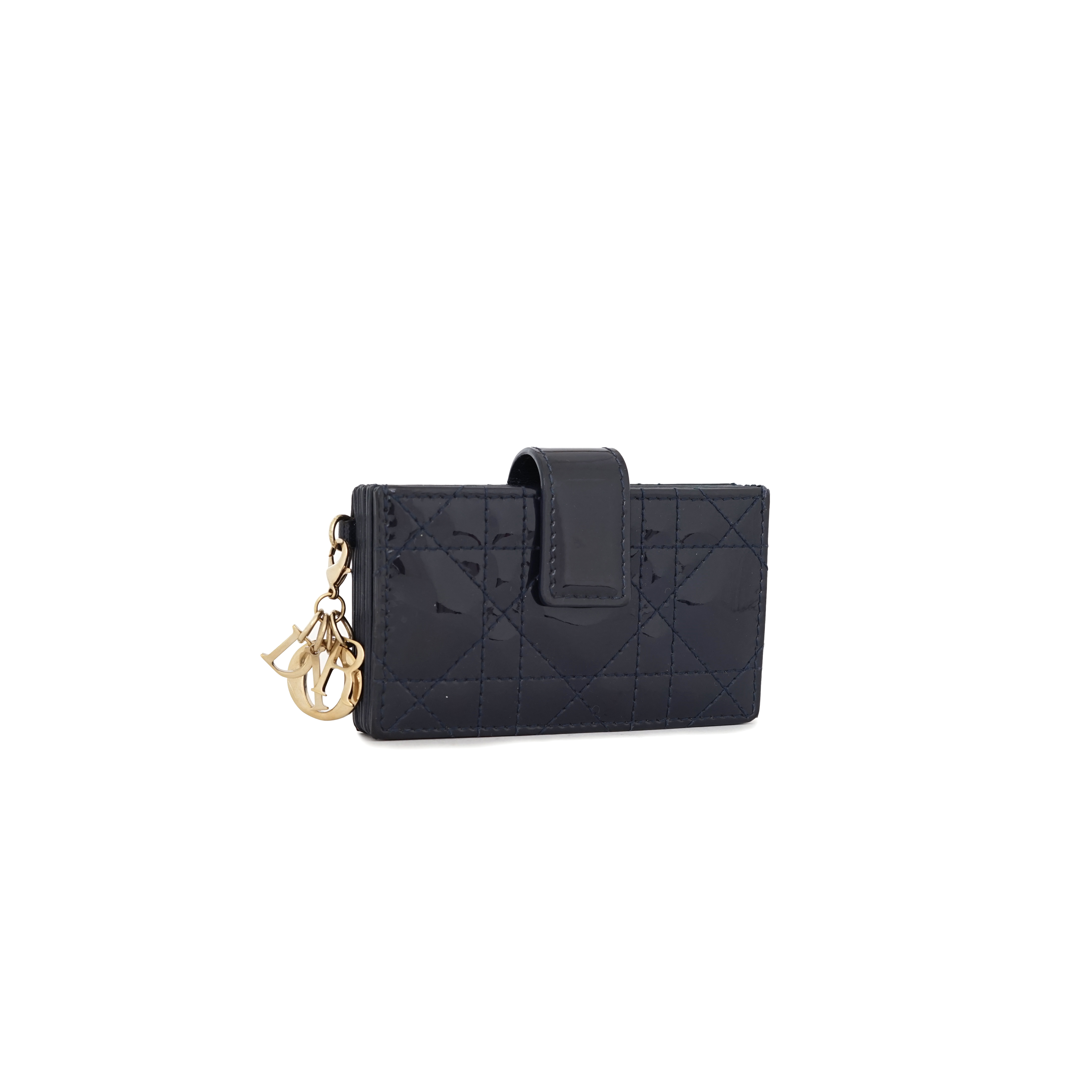 Lady Dior Jasmine Card Holder Patent Navy