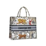 Book Tote Large Embroidery Toile De Jouy Multicolor