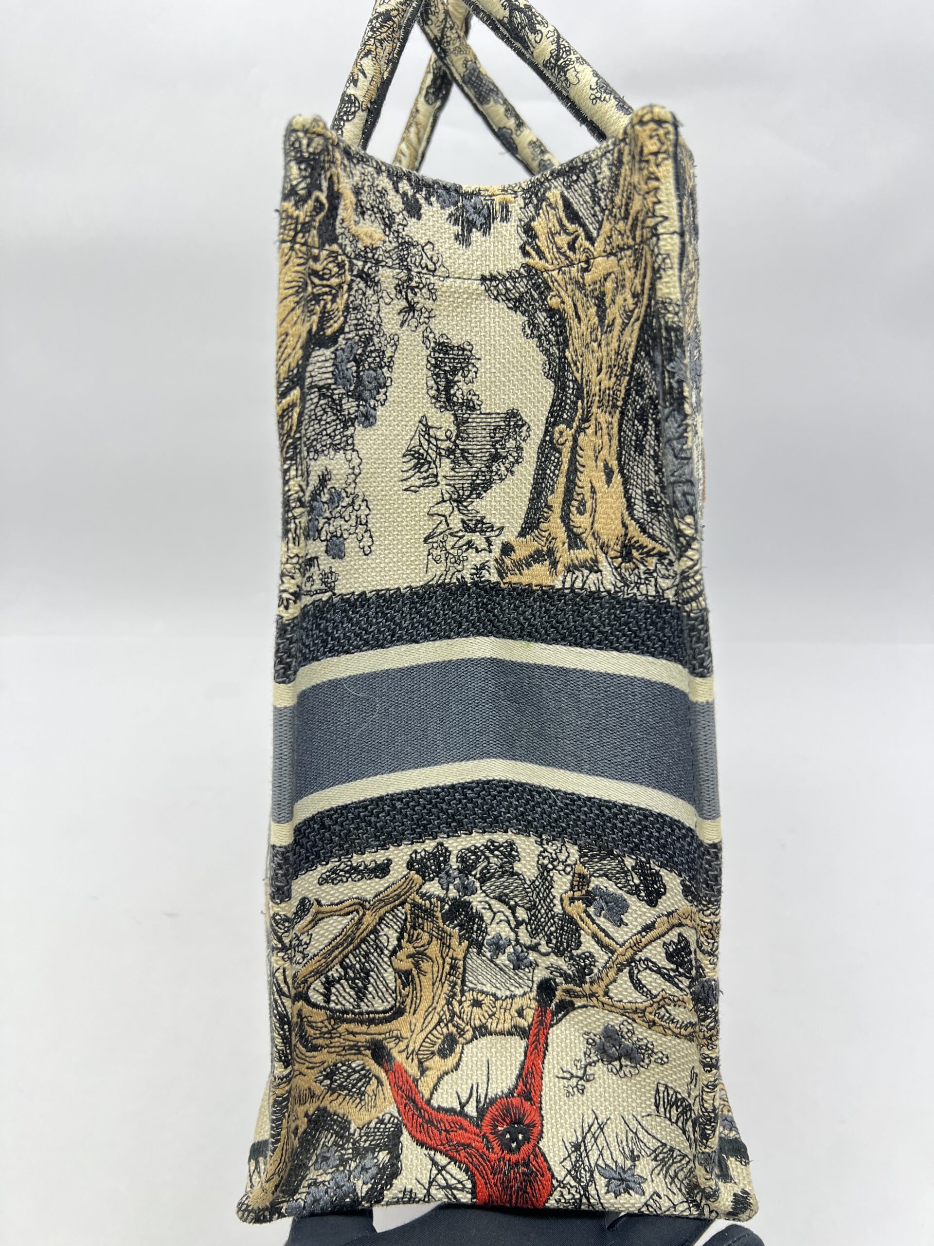 Book Tote Large Embroidery Toile De Jouy Multicolor