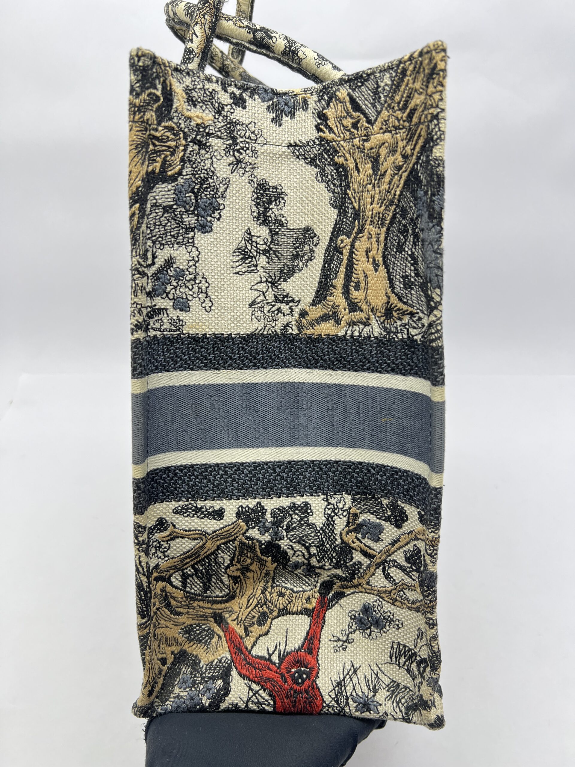 Book Tote Large Embroidery Toile De Jouy Multicolor