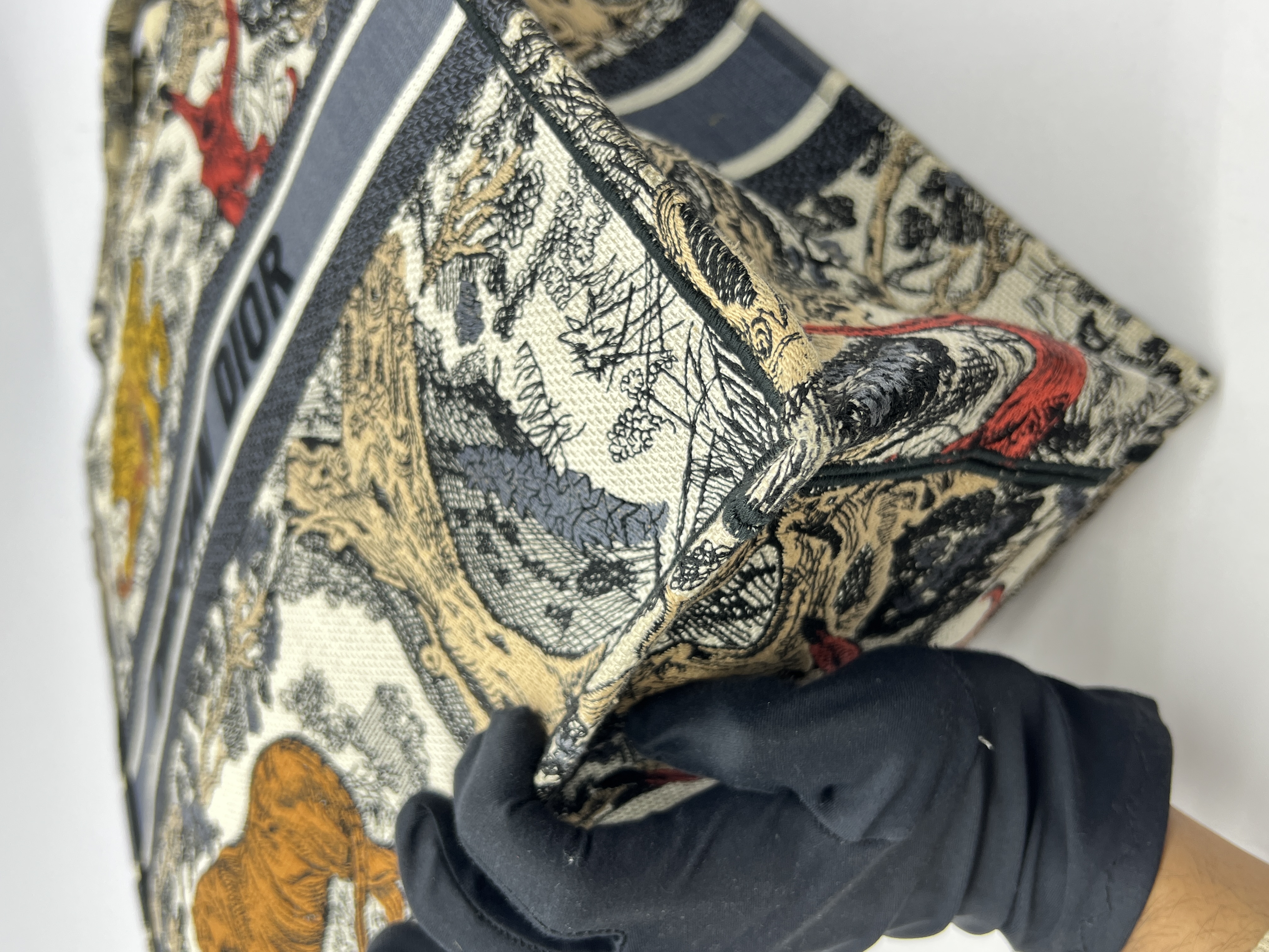 Book Tote Large Embroidery Toile De Jouy Multicolor