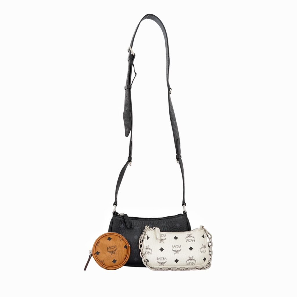 Multipochette Visetos Canvas Black White Cognac