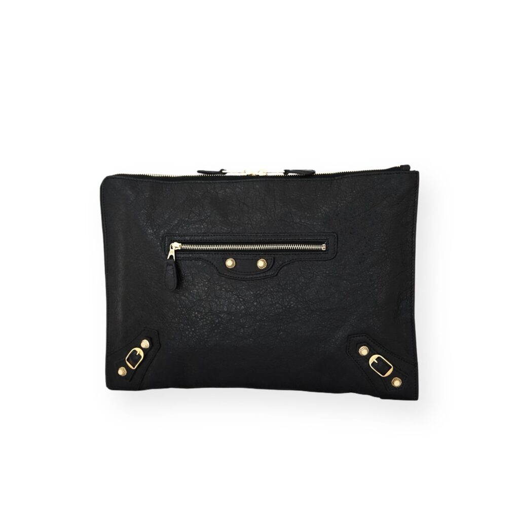 Zip Clutch Black Agneau GHW