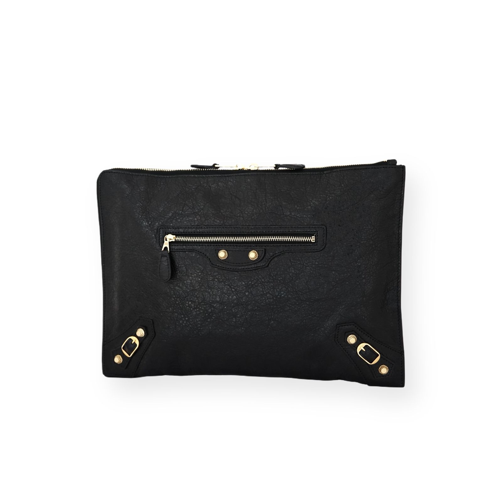 Zip Clutch Black Agneau GHW