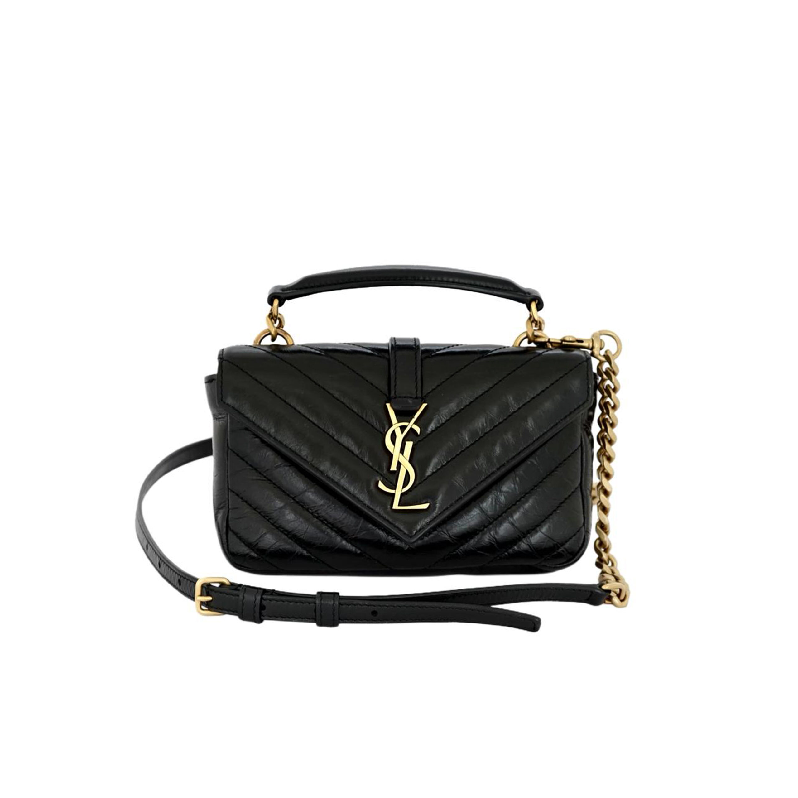 College Woc Black Crackled Leather