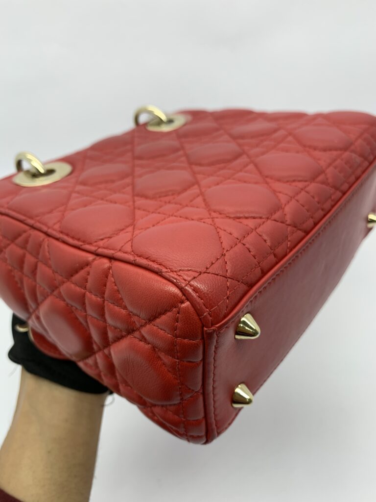 Lady Dior Small Lambskin Red