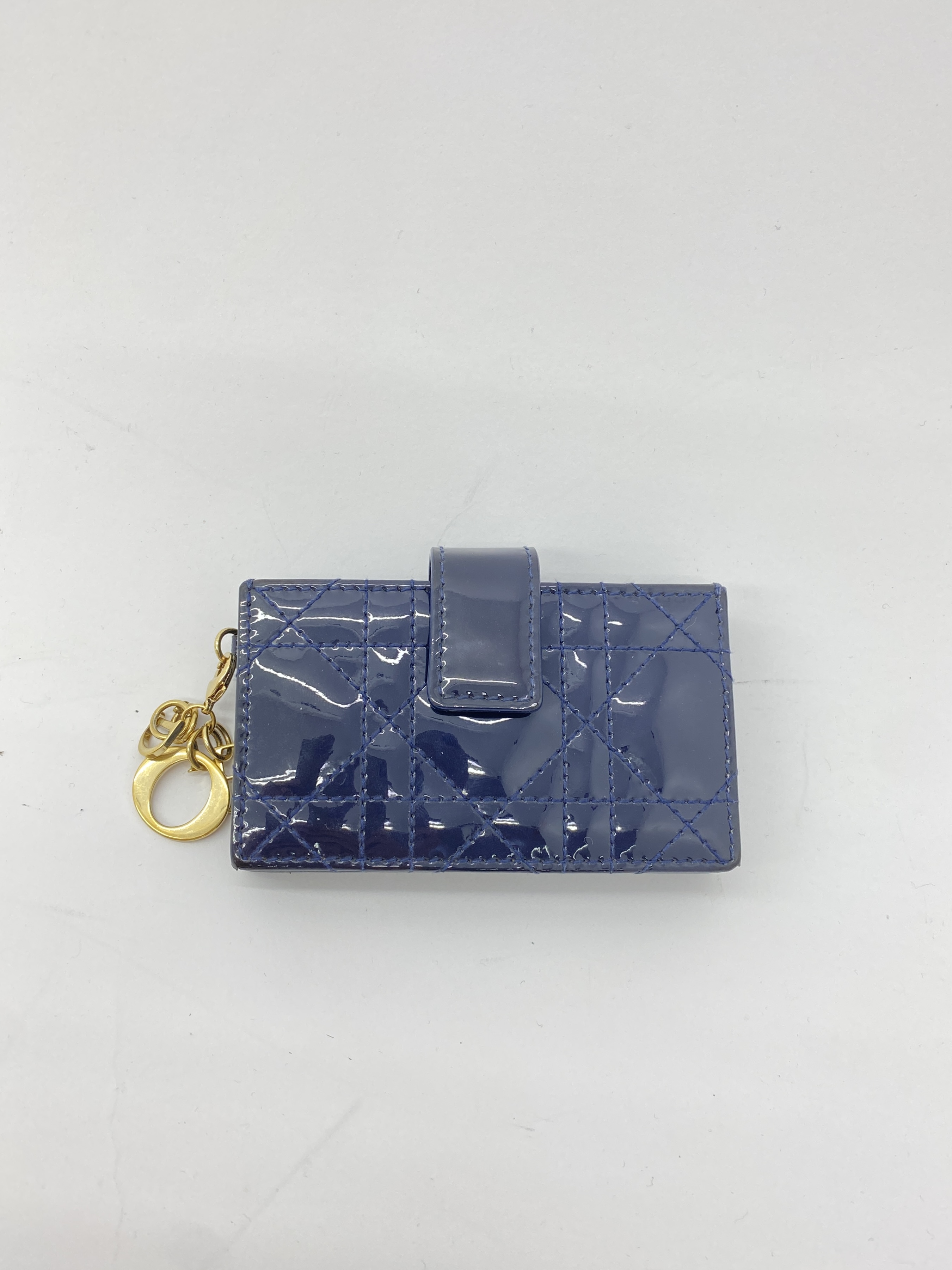 Lady Dior Jasmine Card Holder Patent Navy