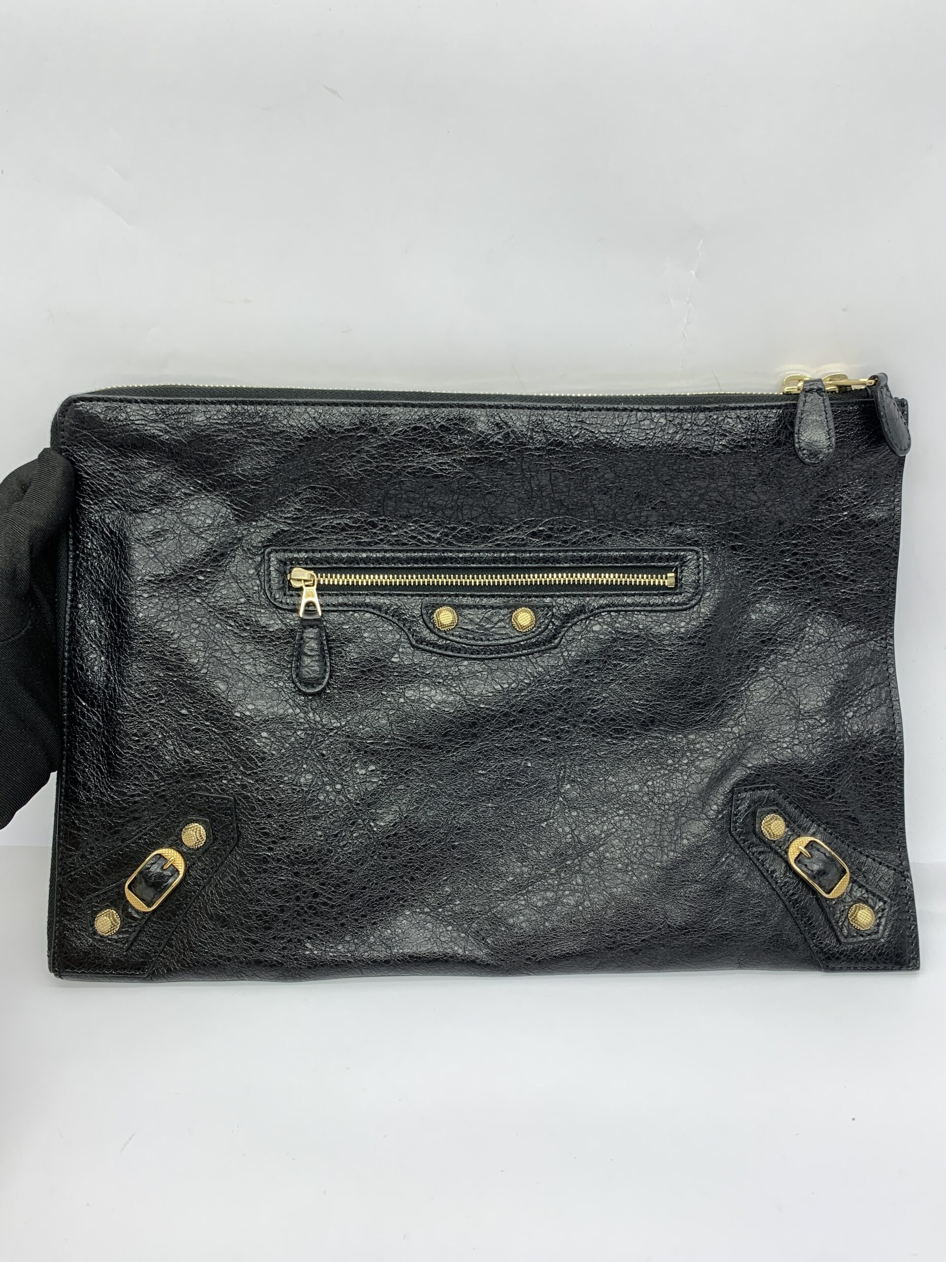 Zip Clutch Black Agneau GHW