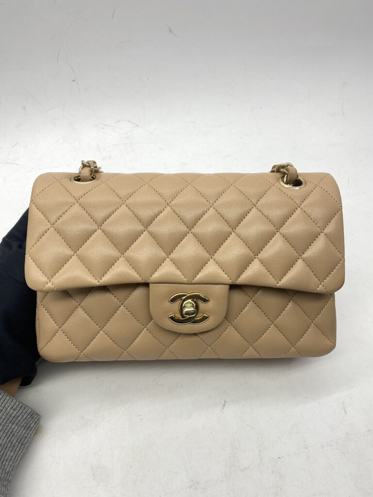 Small Classic Double Flap Lambskin Beige