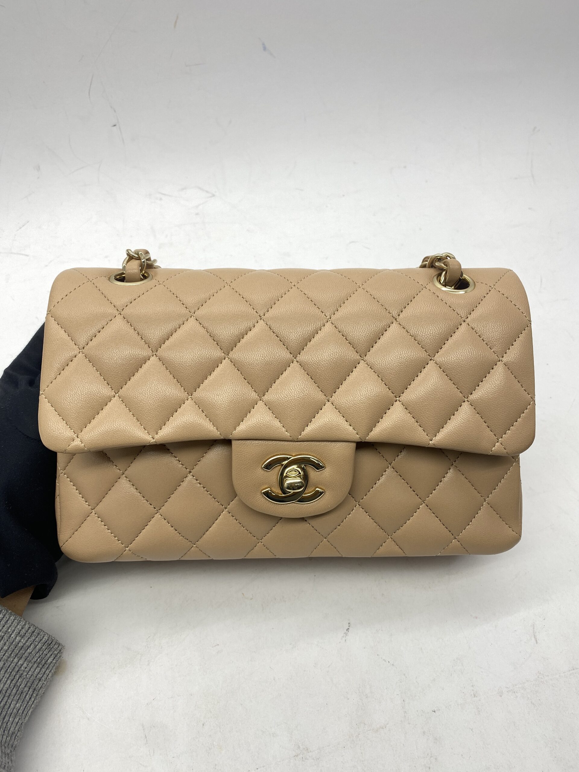 Small Classic Double Flap Lambskin Beige