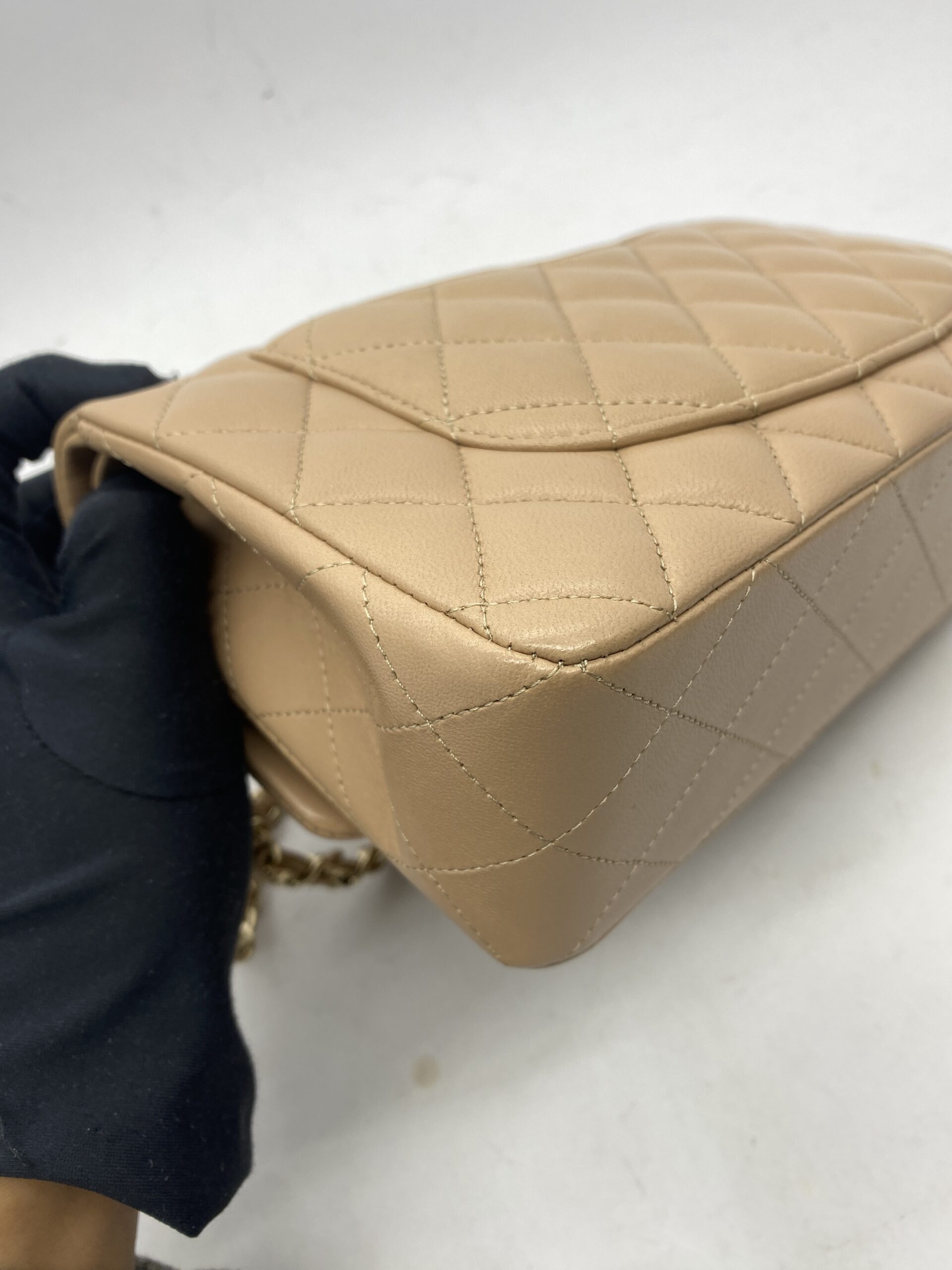 Small Classic Double Flap Lambskin Beige