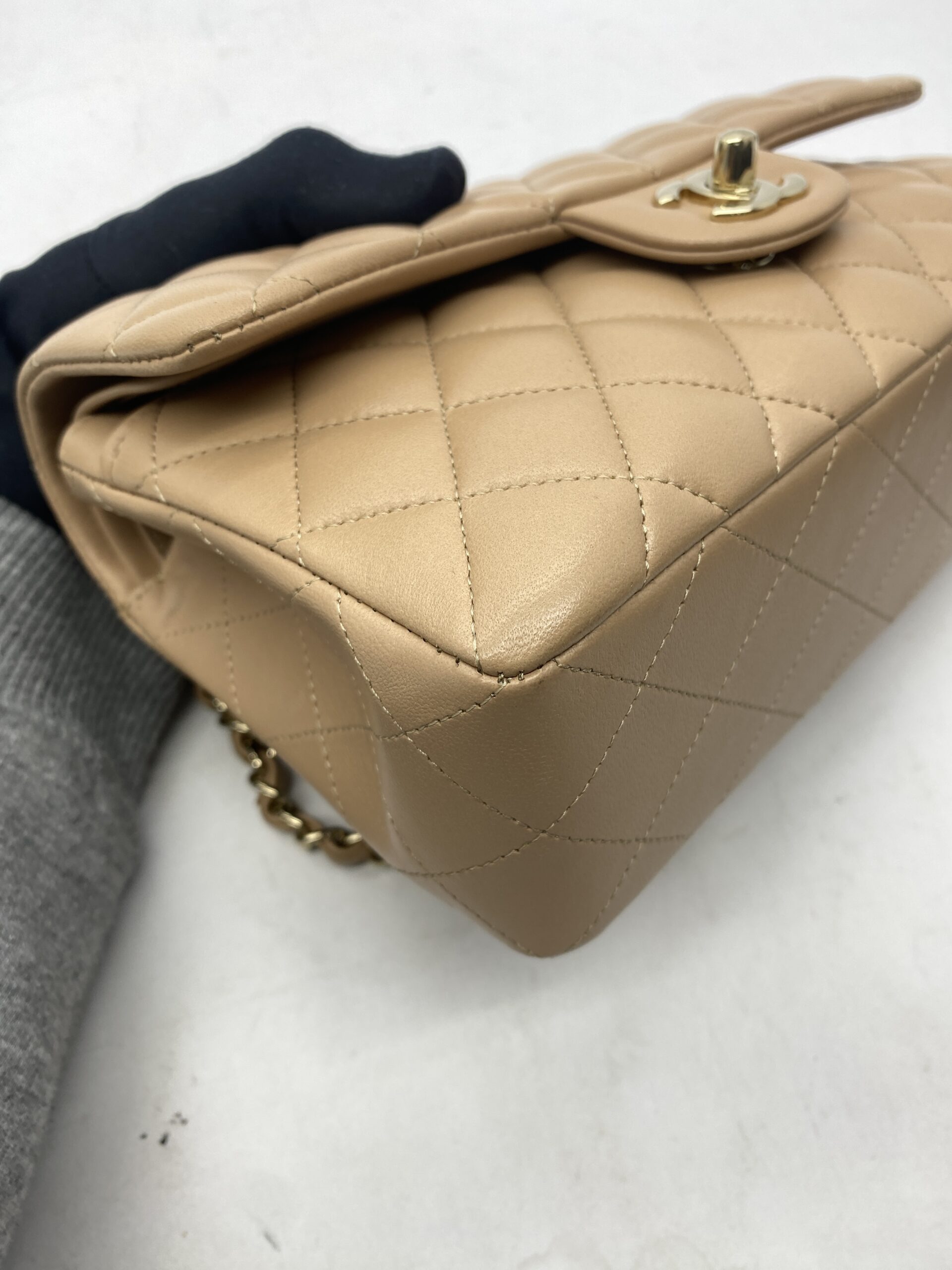 Small Classic Double Flap Lambskin Beige