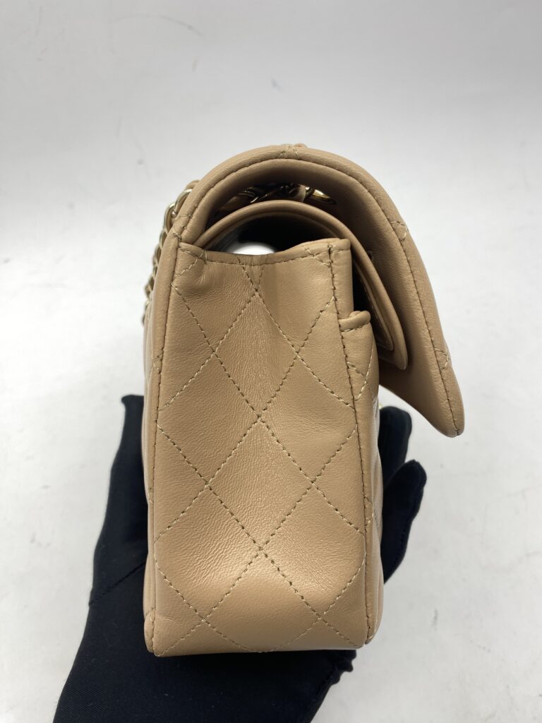 Small Classic Double Flap Lambskin Beige