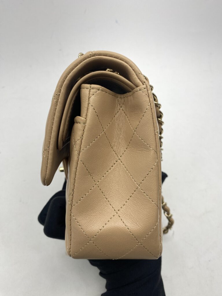 Small Classic Double Flap Lambskin Beige