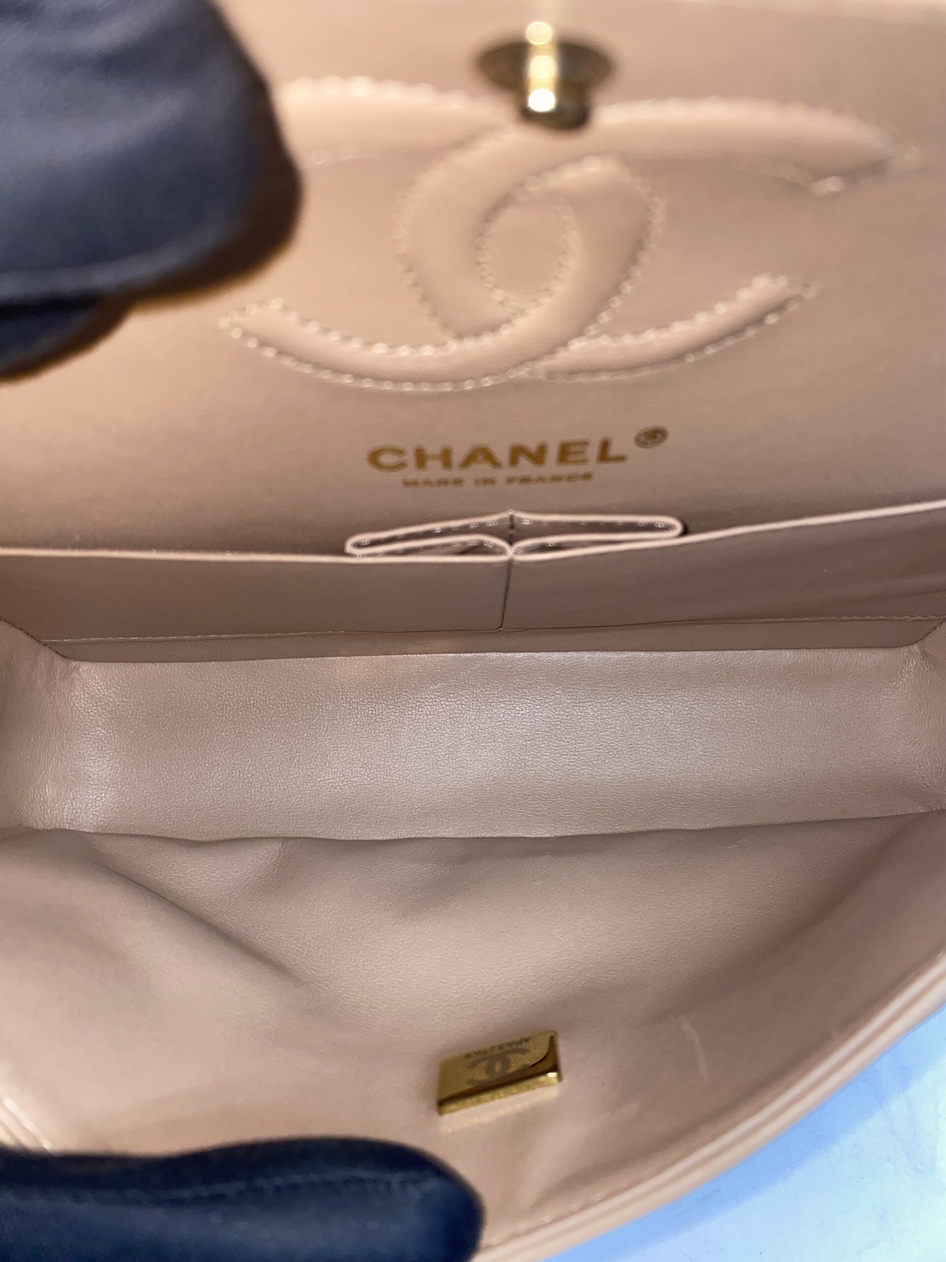 Small Classic Double Flap Lambskin Beige