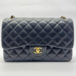 Classic Jumbo D-Flap Lambskin Black