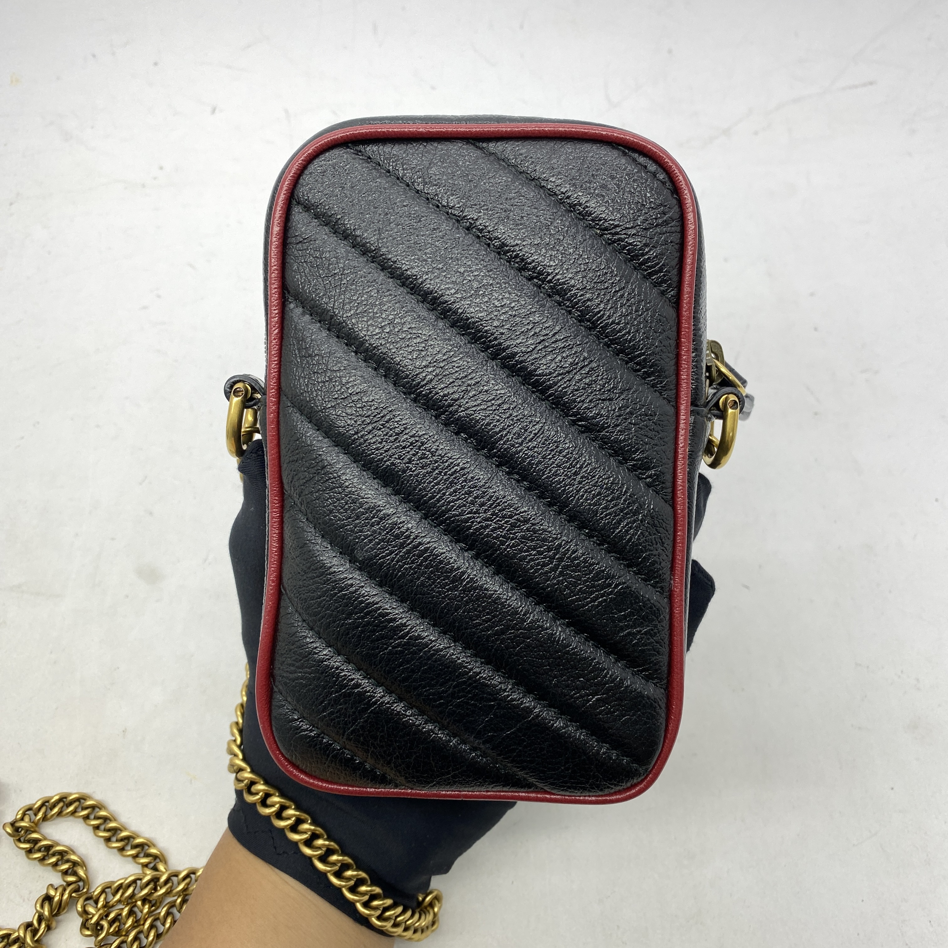 GG Marmont Torchon Phone Bag Black/Red GHW