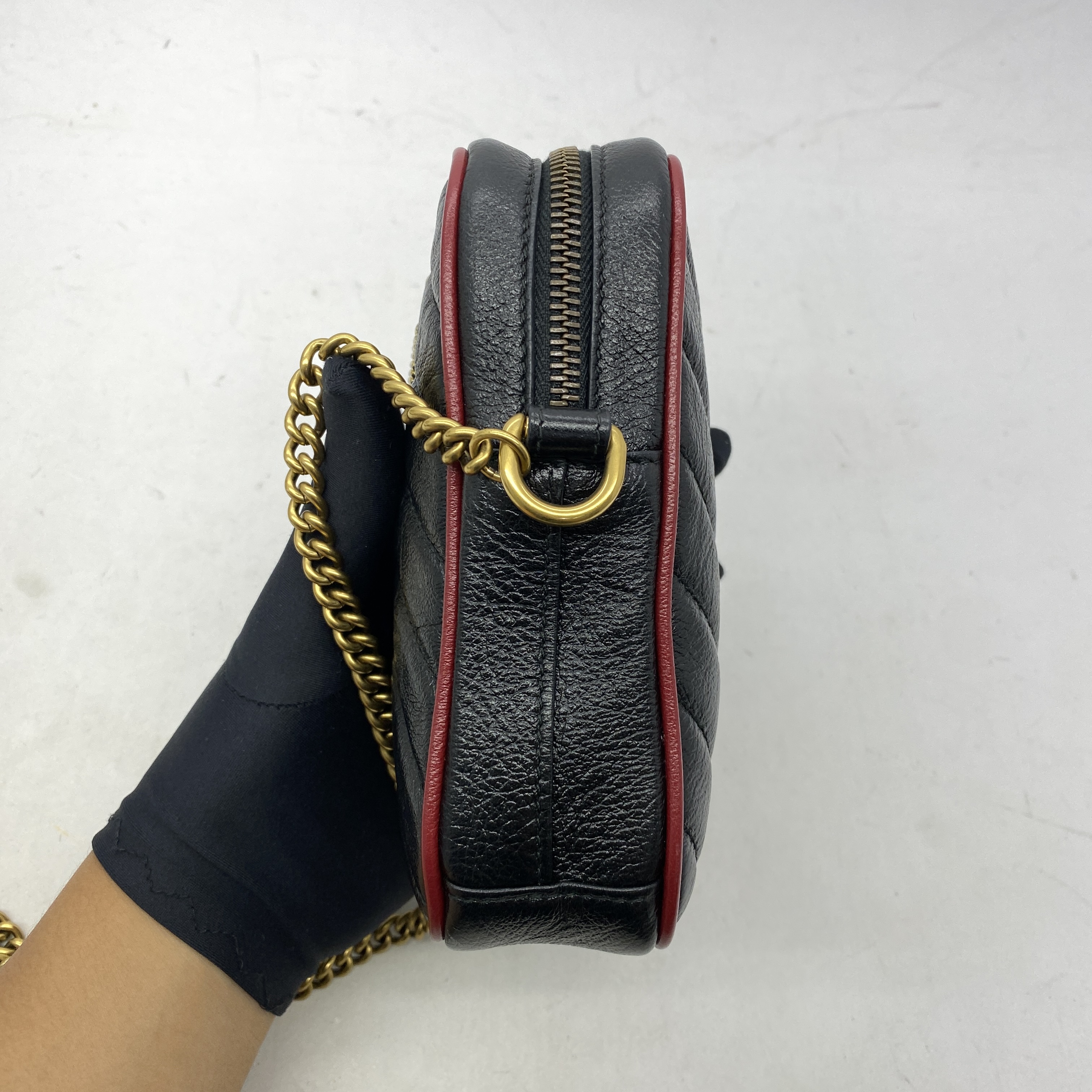 GG Marmont Torchon Phone Bag Black/Red GHW