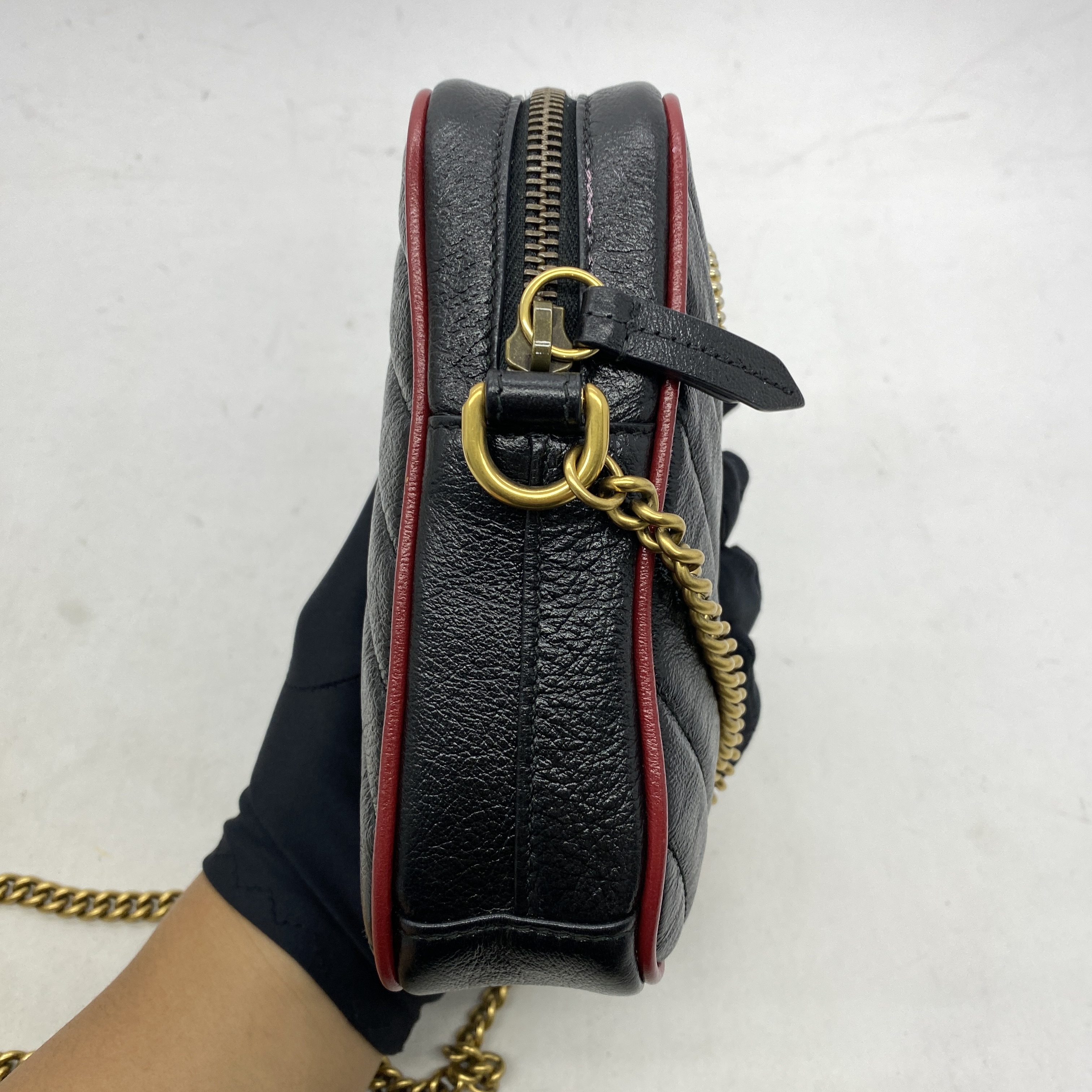 GG Marmont Torchon Phone Bag Black/Red GHW