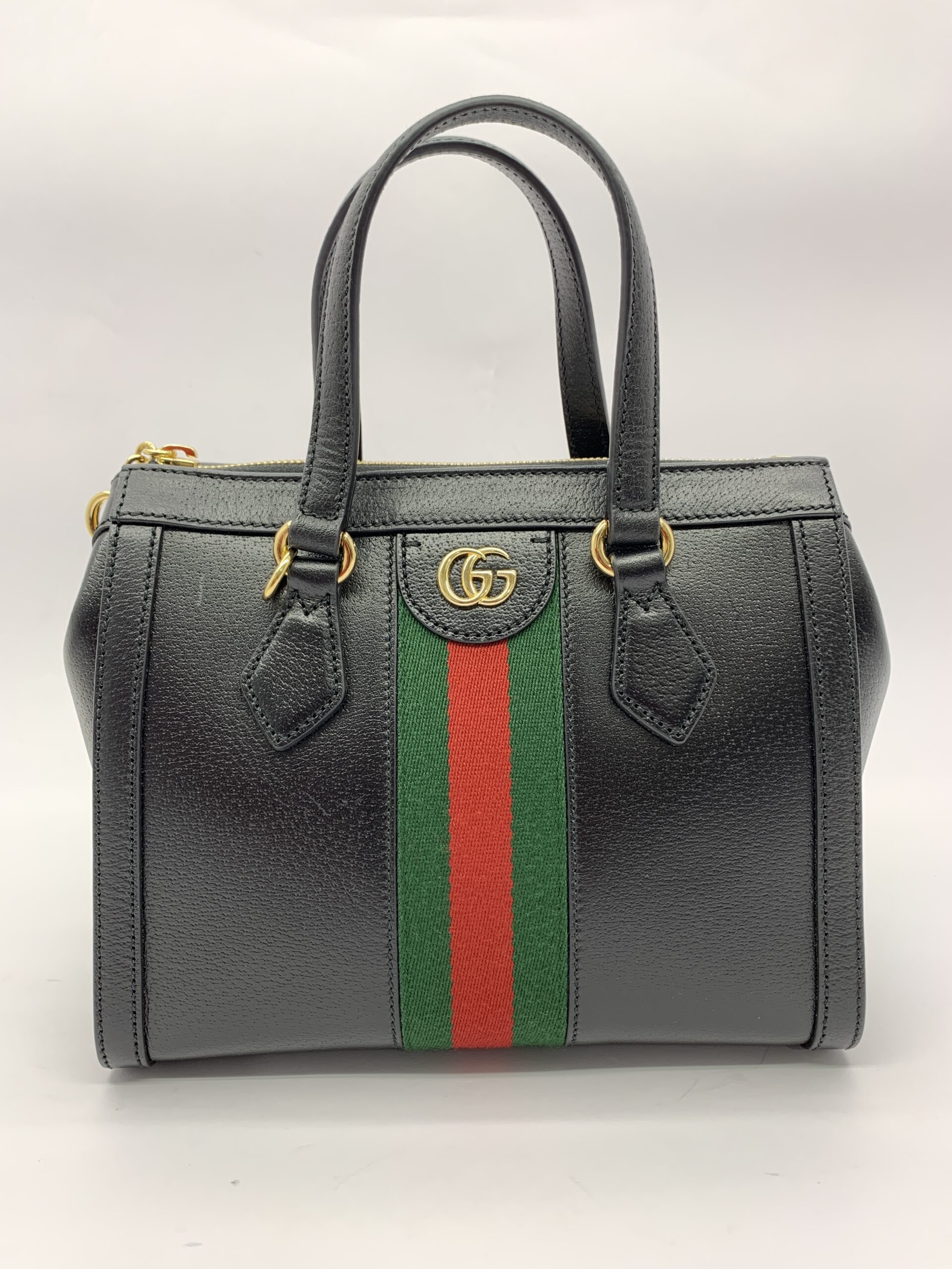 Small Ophidia Web Handle Leather Black