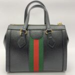 Small Ophidia Web Handle Leather Black