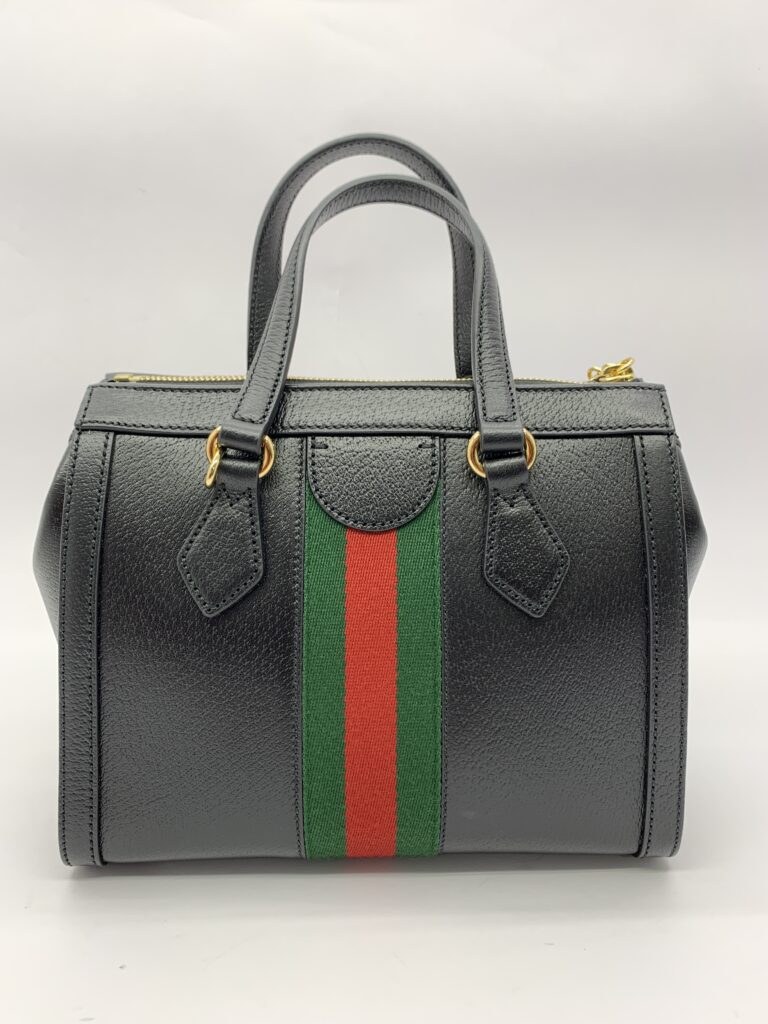 Small Ophidia Web Handle Leather Black