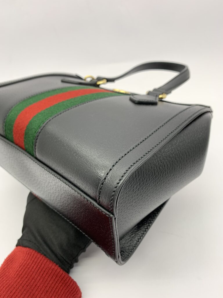 Small Ophidia Web Handle Leather Black