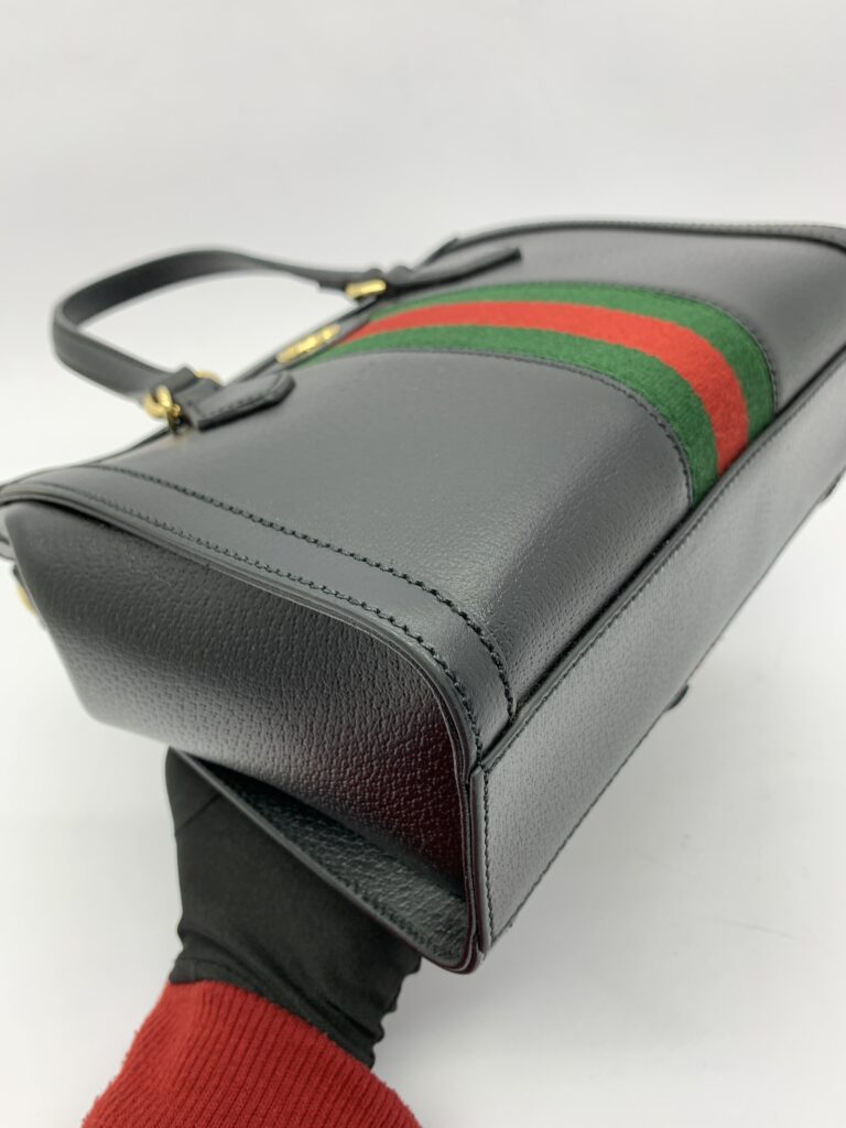 Small Ophidia Web Handle Leather Black