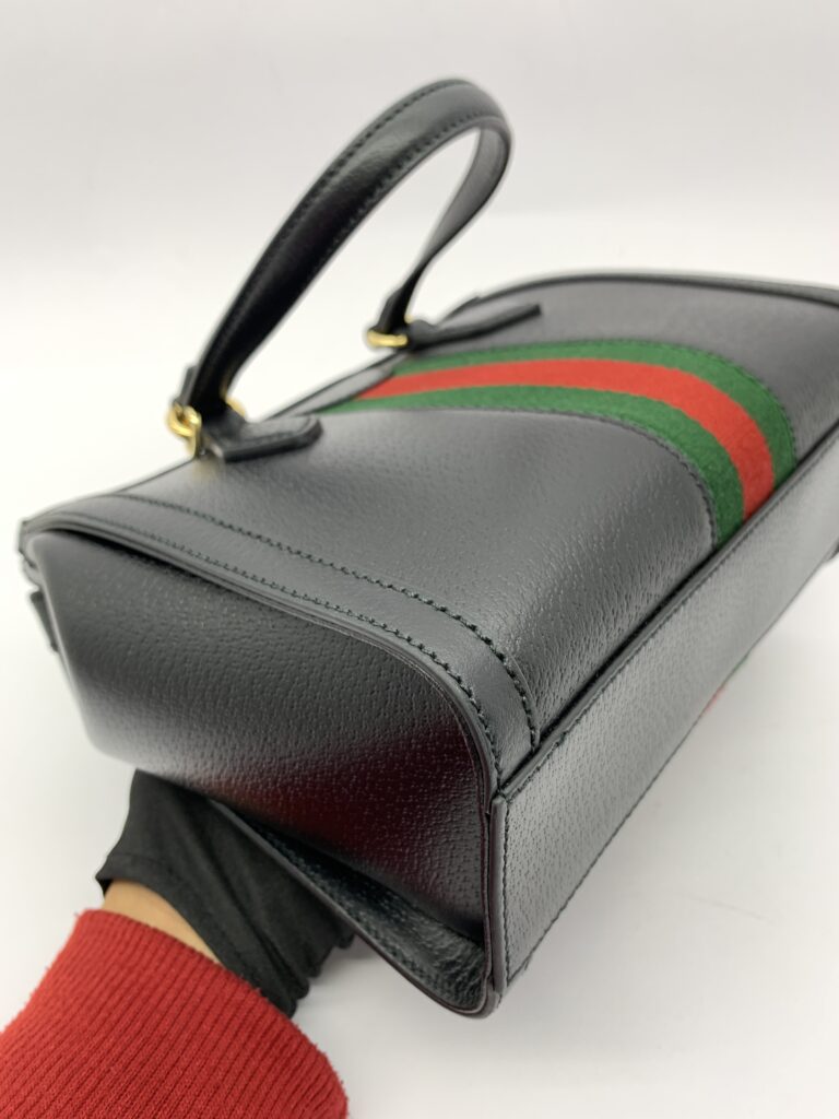 Small Ophidia Web Handle Leather Black