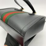 Small Ophidia Web Handle Leather Black