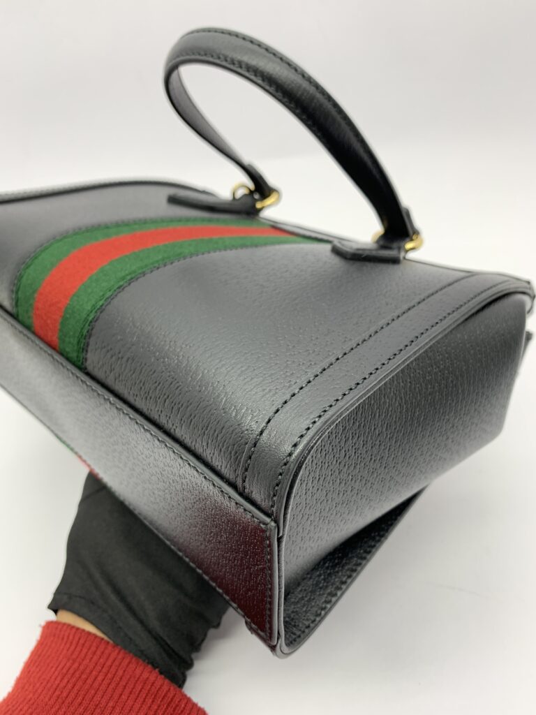 Small Ophidia Web Handle Leather Black