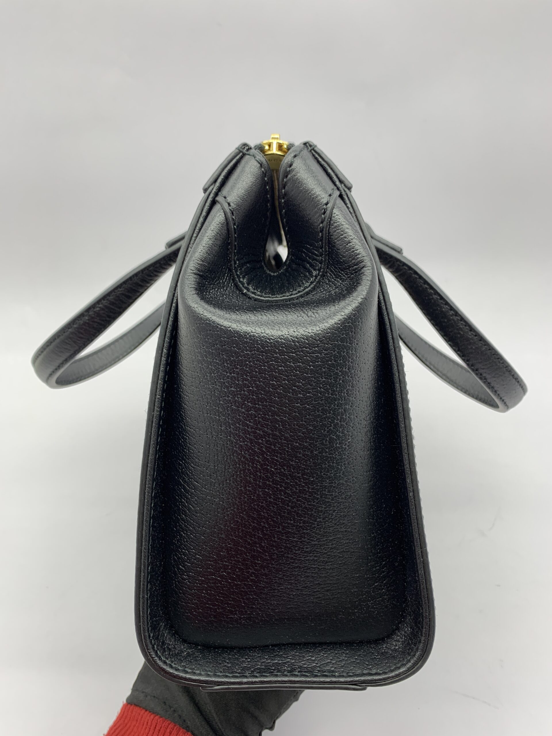 Small Ophidia Web Handle Leather Black