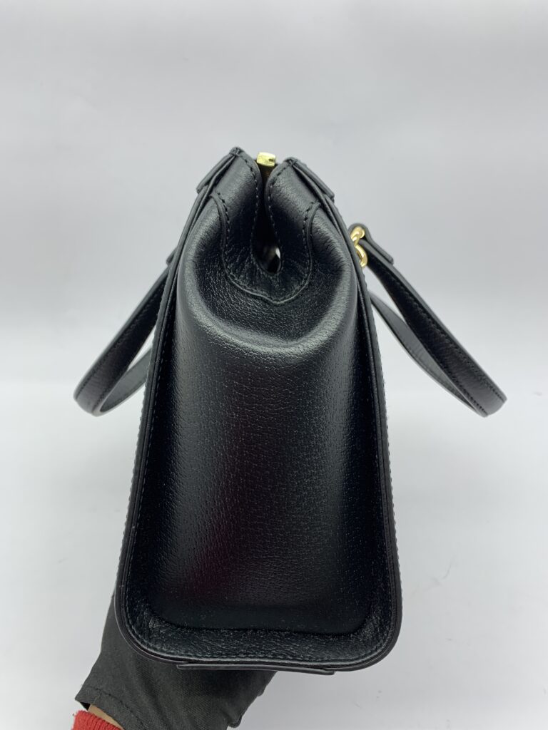 Small Ophidia Web Handle Leather Black