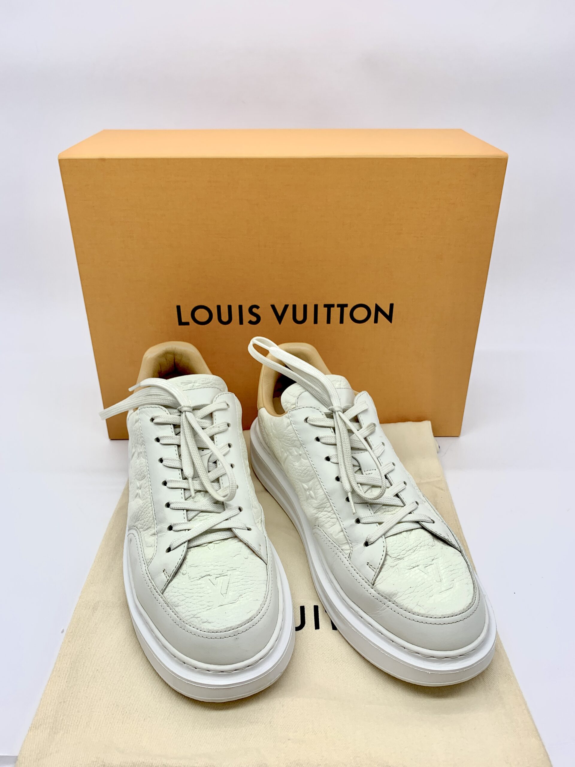 Beverly Hills Sneaker Grained Calf Monogram White