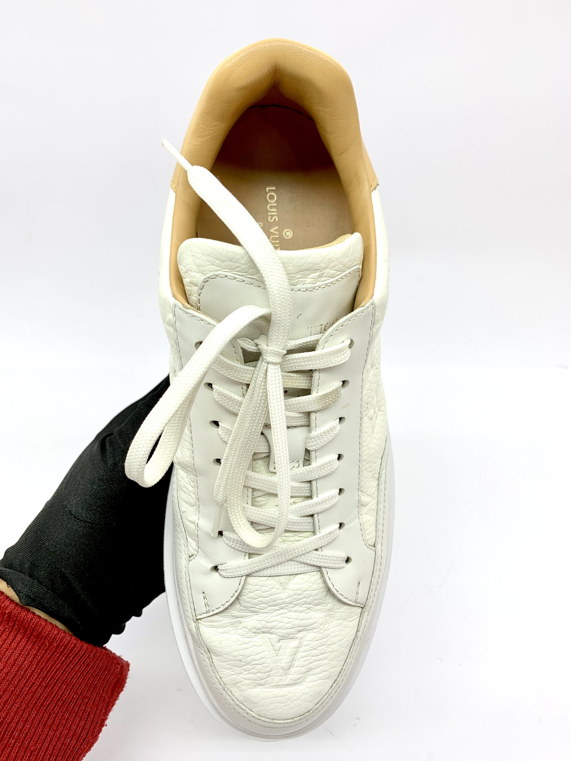 Beverly Hills Sneaker Grained Calf Monogram White