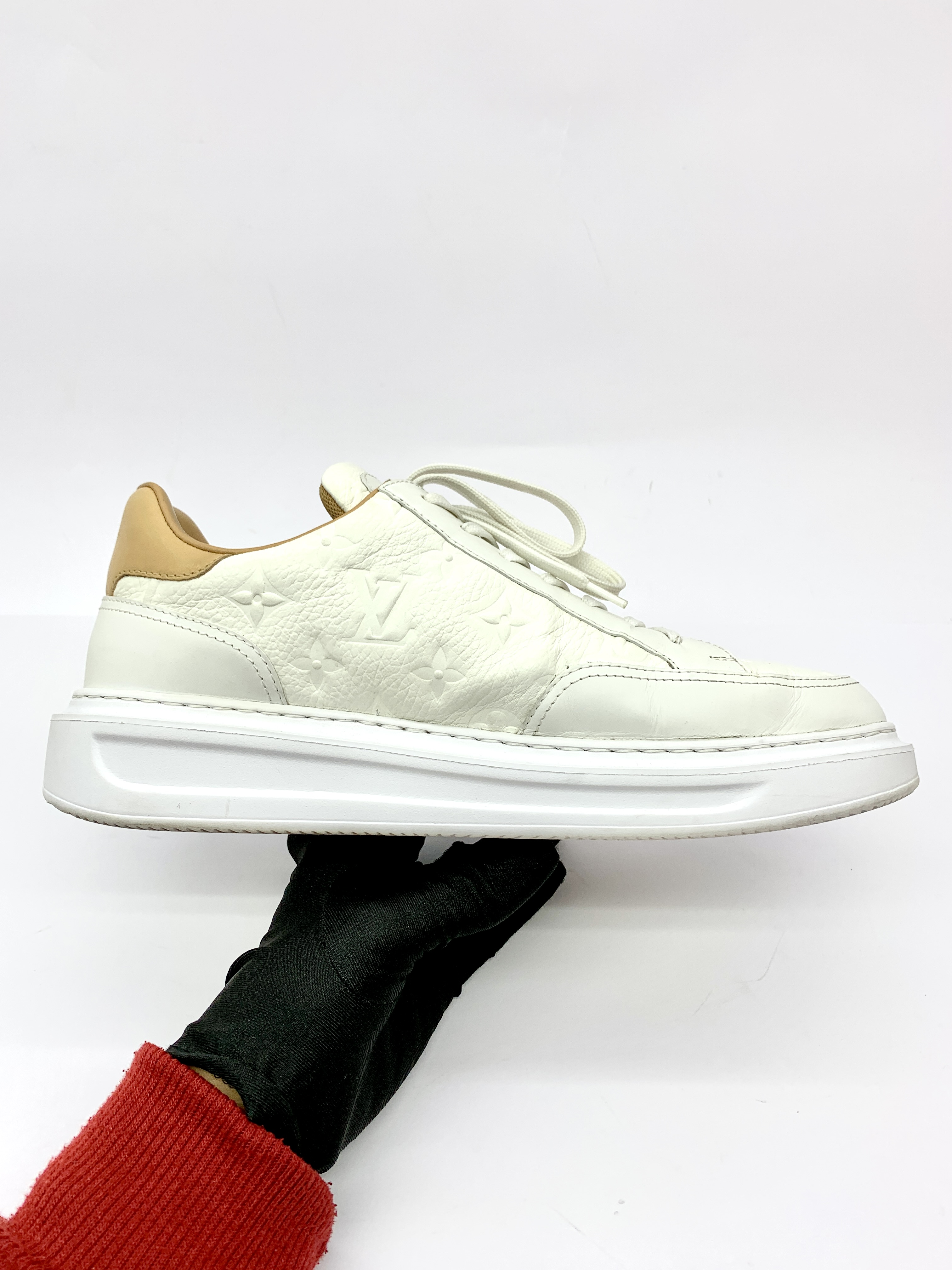 Beverly Hills Sneaker Grained Calf Monogram White