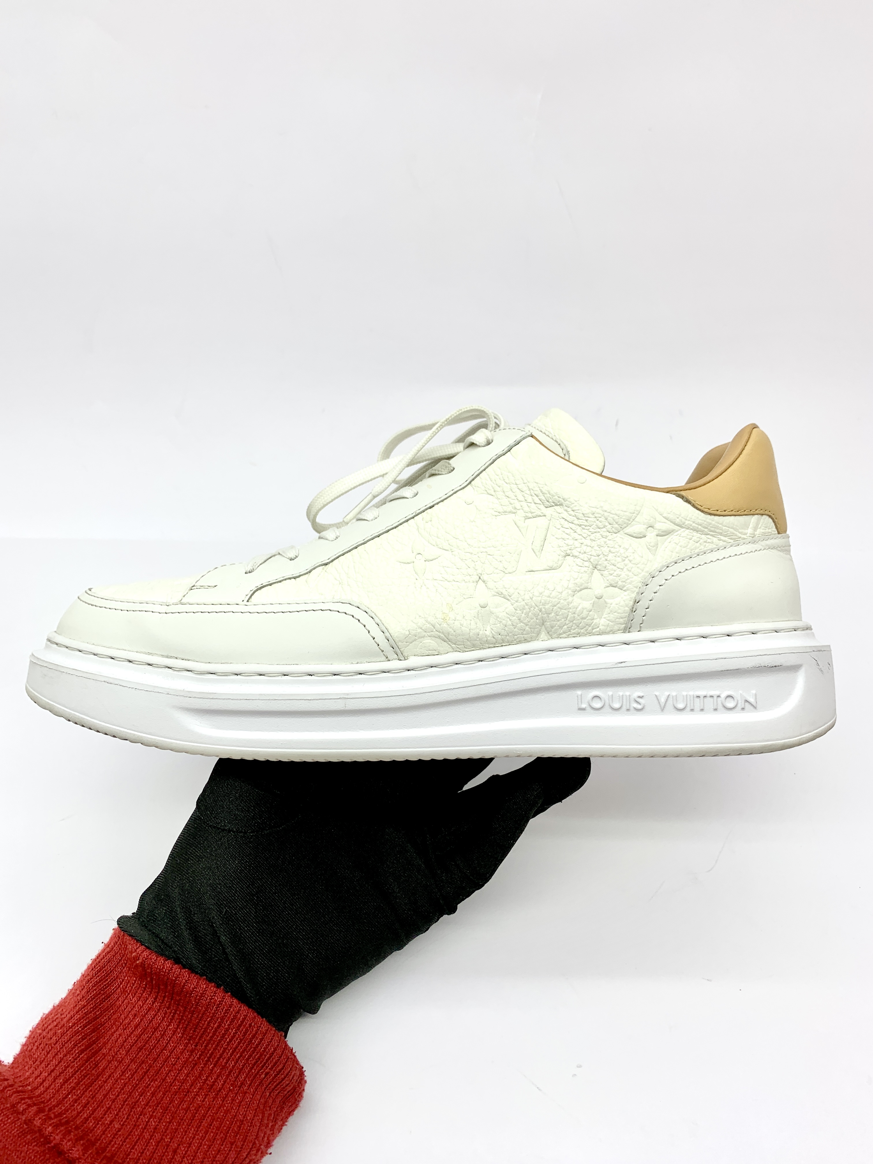 Beverly Hills Sneaker Grained Calf Monogram White