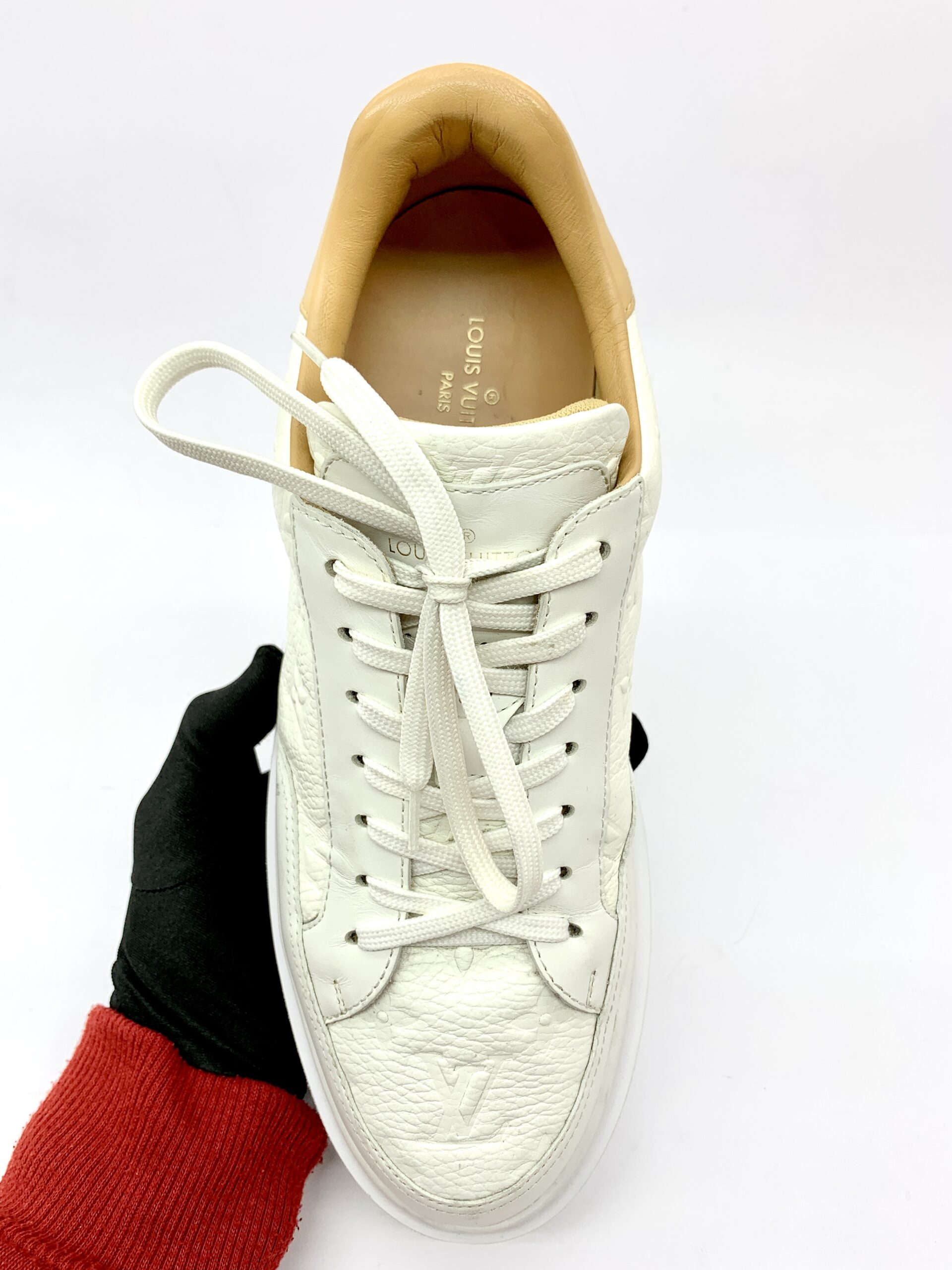 Beverly Hills Sneaker Grained Calf Monogram White