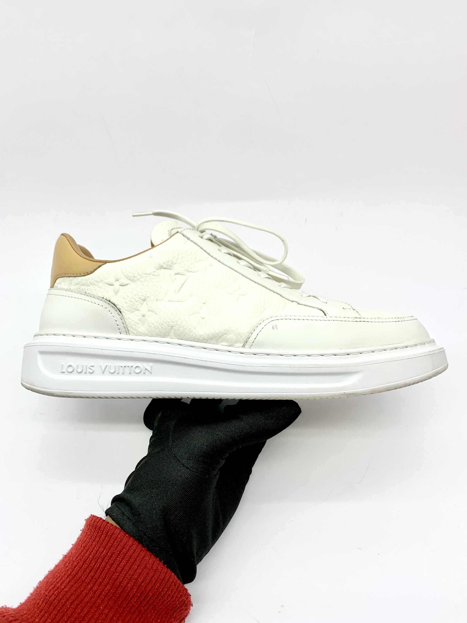Beverly Hills Sneaker Grained Calf Monogram White