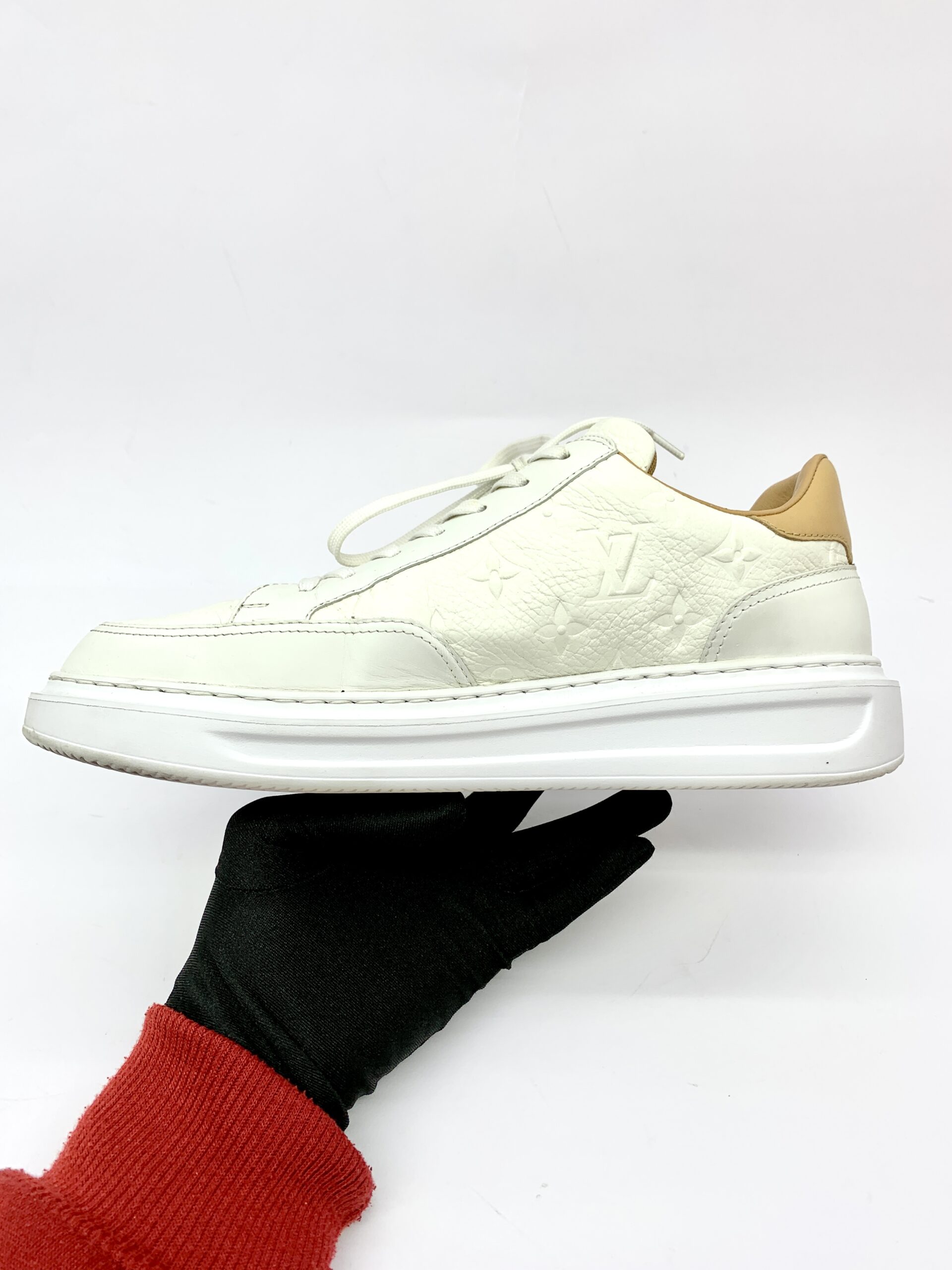 Beverly Hills Sneaker Grained Calf Monogram White