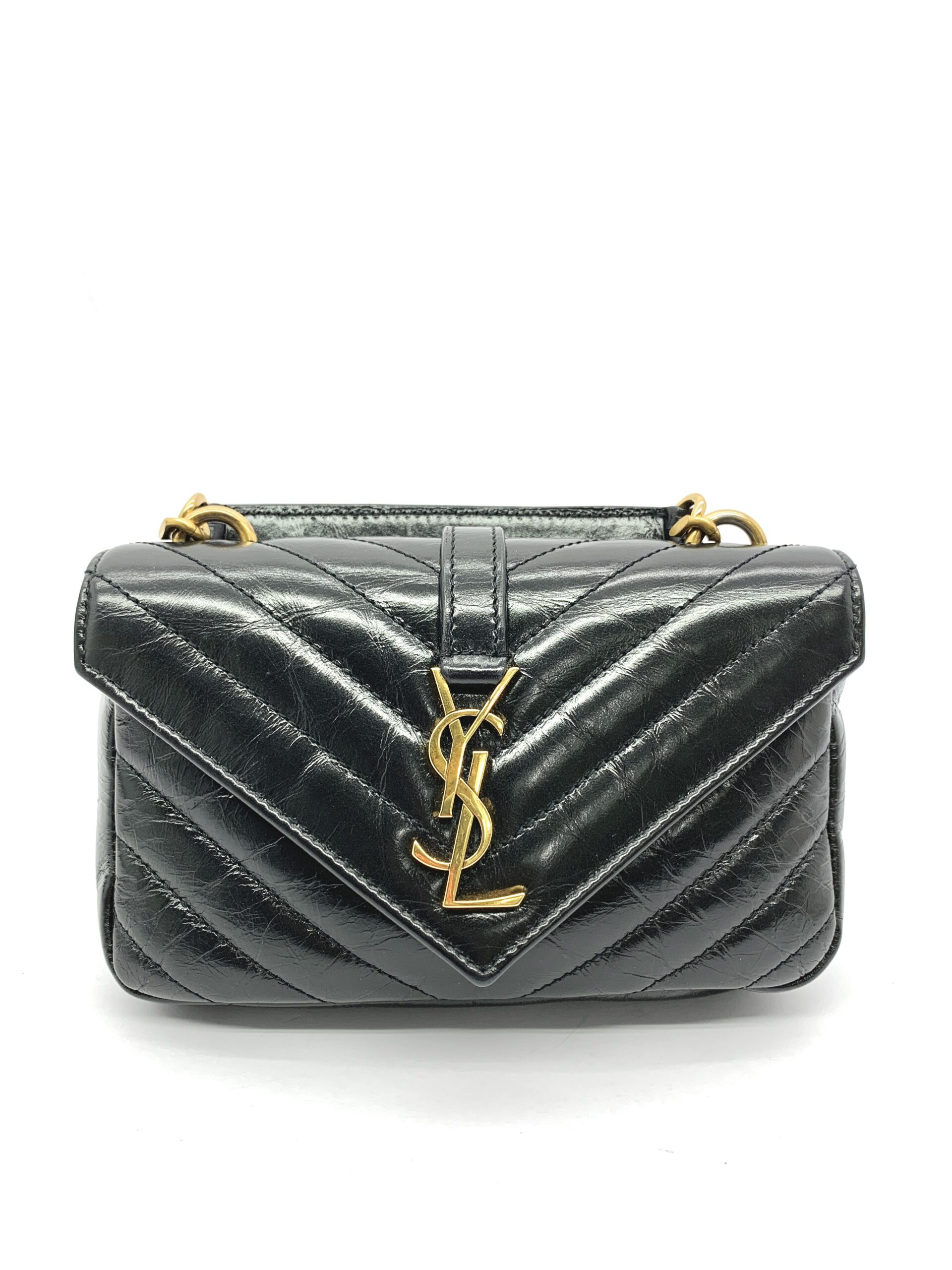 College Woc Black Crackled Leather