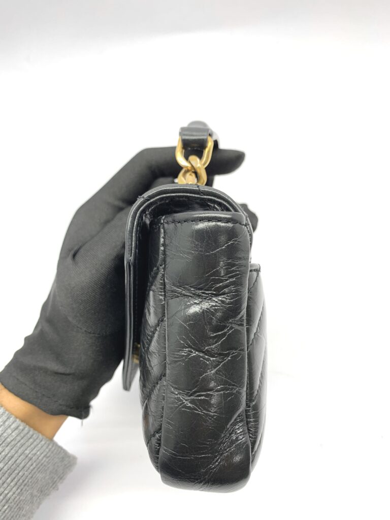 College Woc Black Crackled Leather