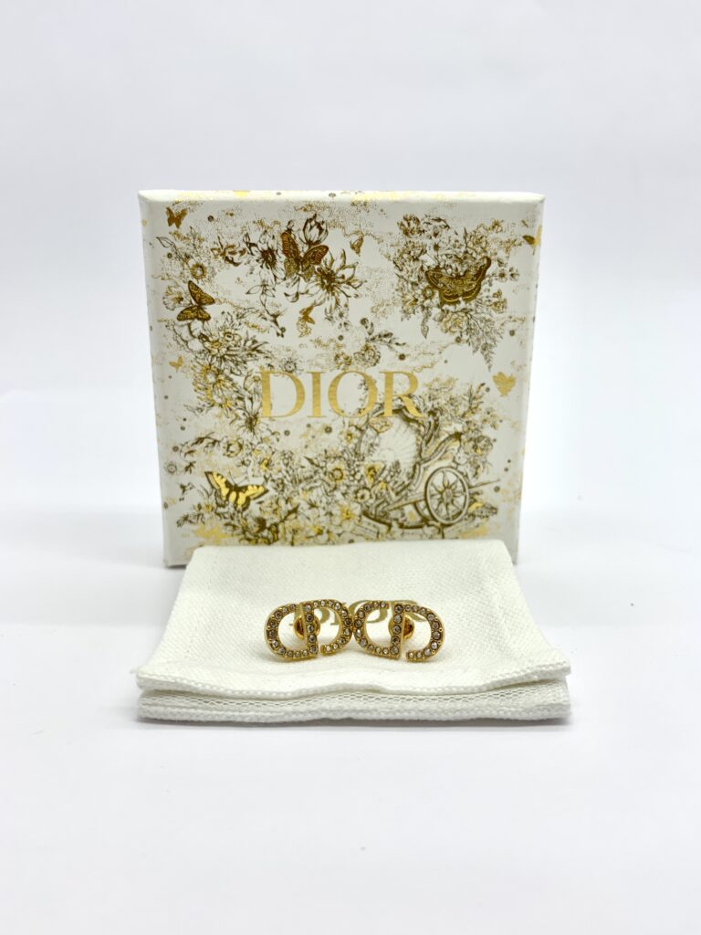 CD Earrings Gold Crystal