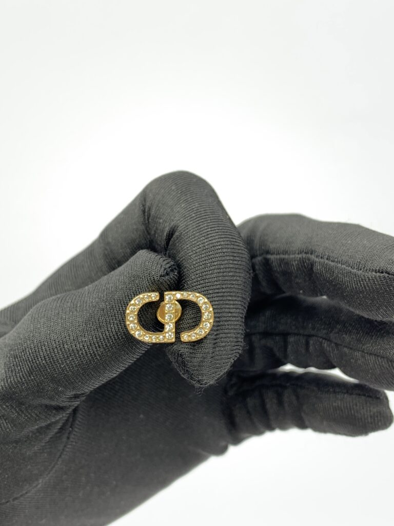 CD Earrings Gold Crystal