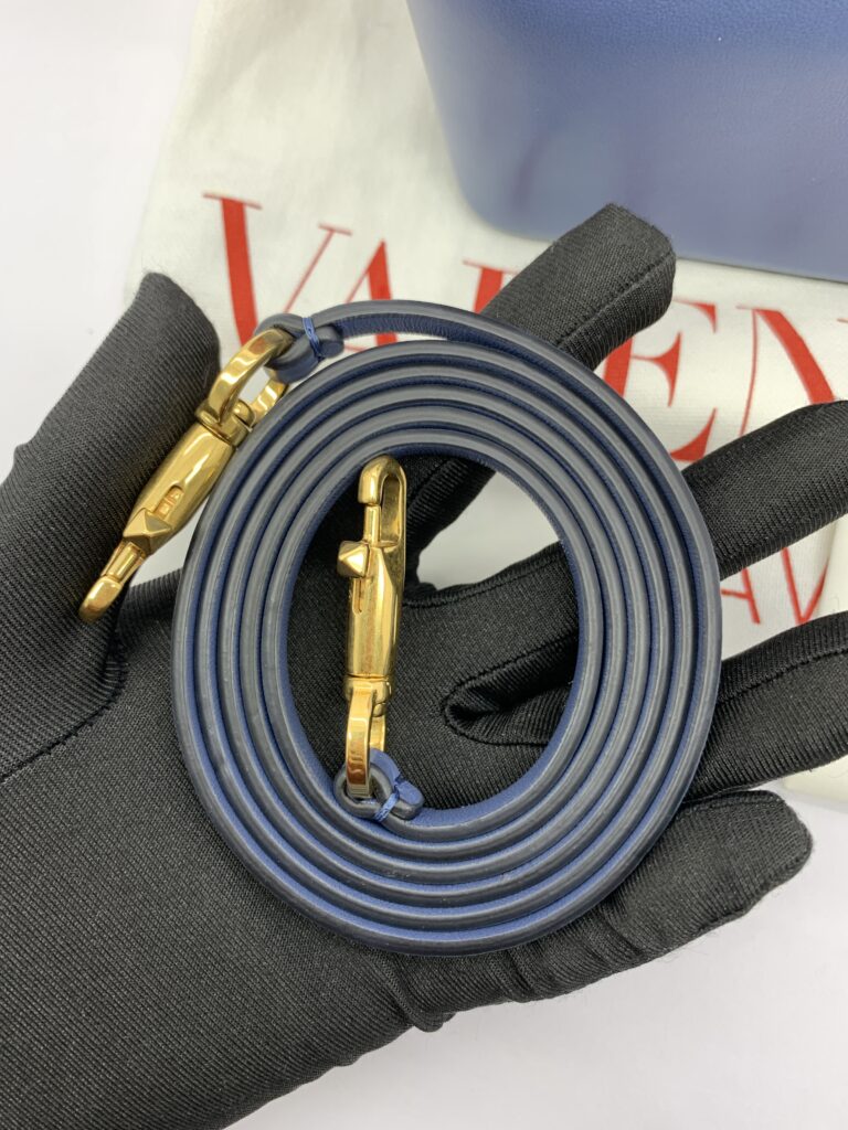 Mini Bucket V Logo Lambskin Dark Blue