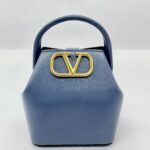 Mini Bucket V Logo Lambskin Dark Blue