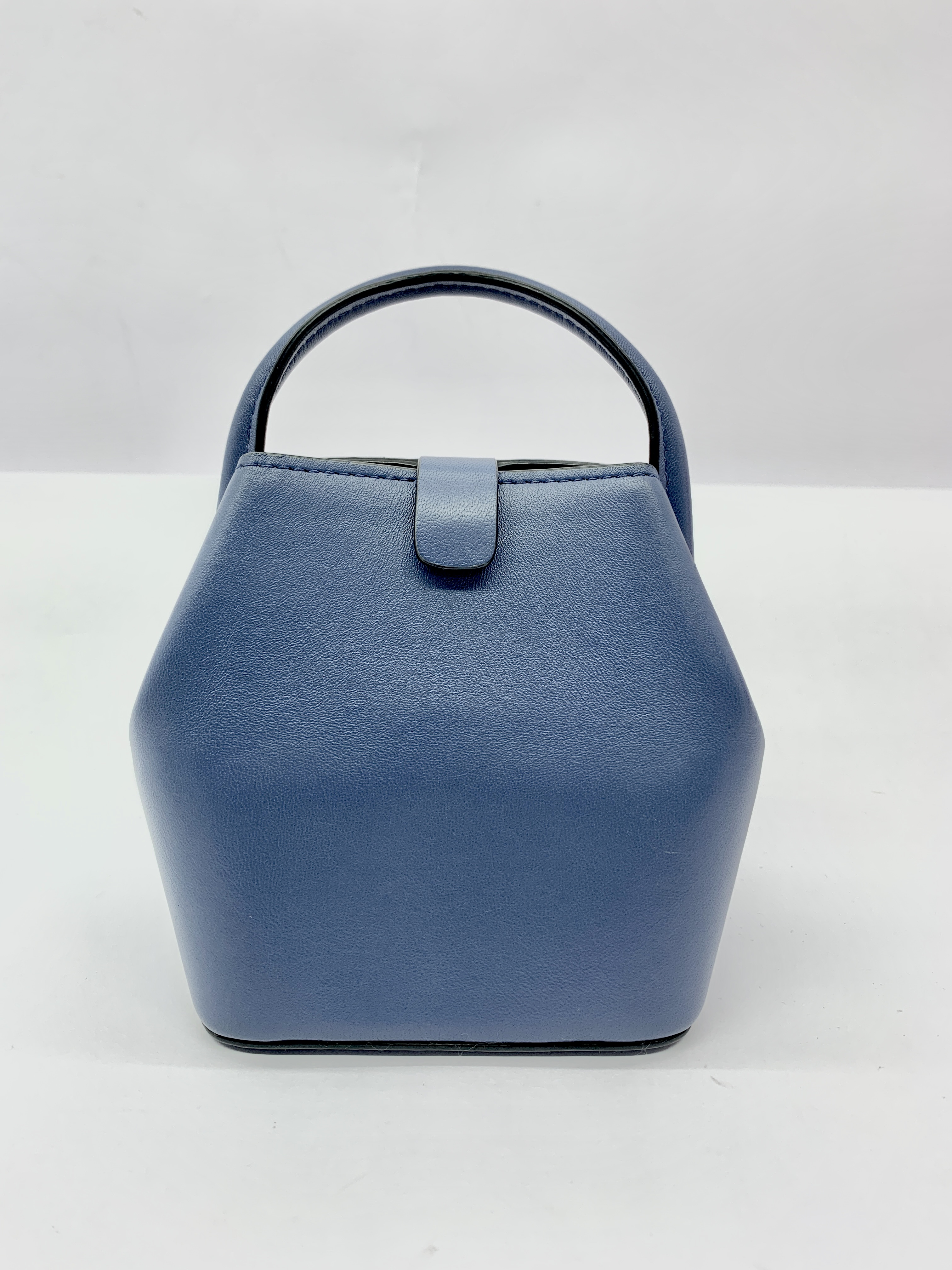 Mini Bucket V Logo Lambskin Dark Blue