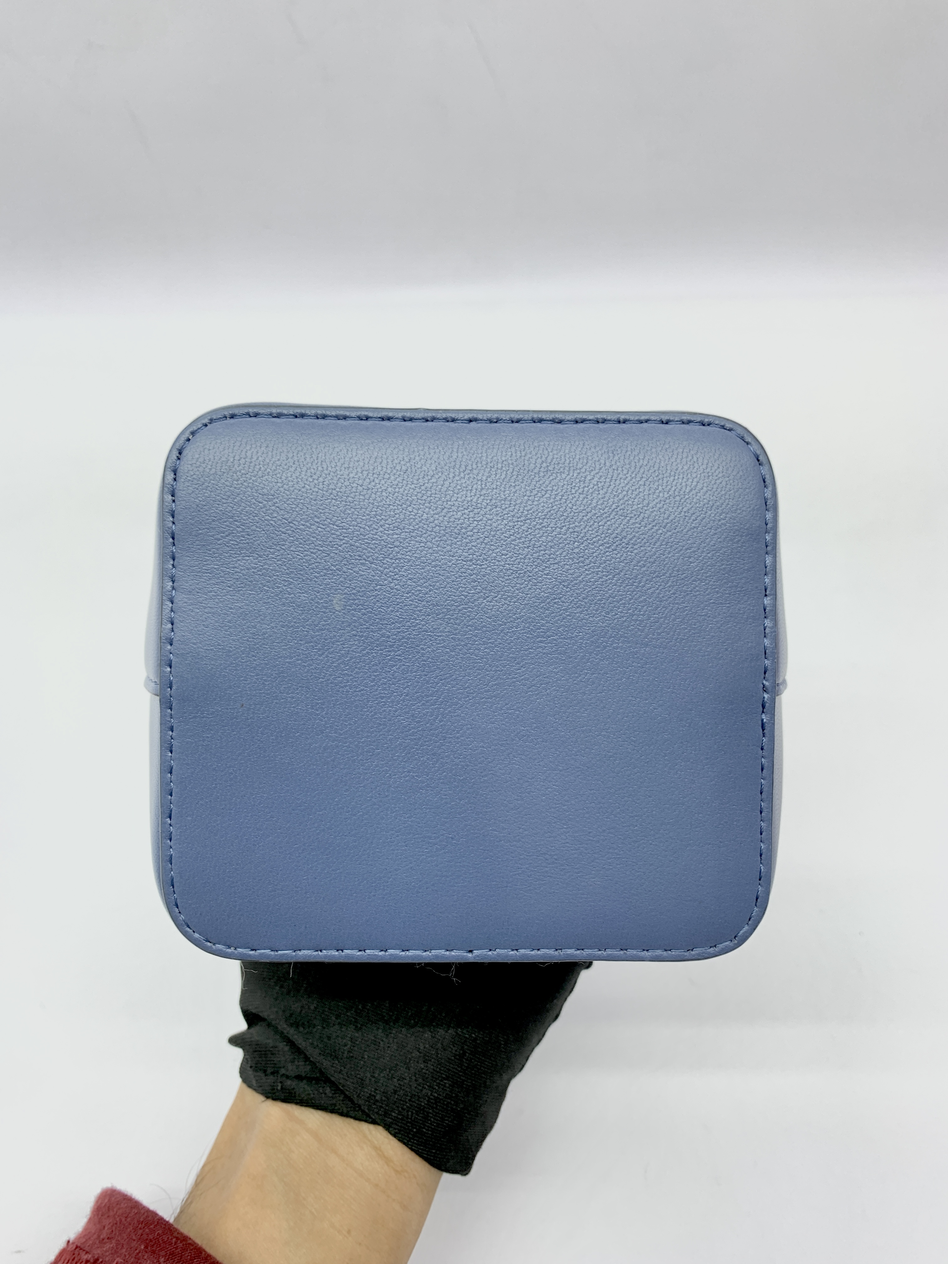 Mini Bucket V Logo Lambskin Dark Blue