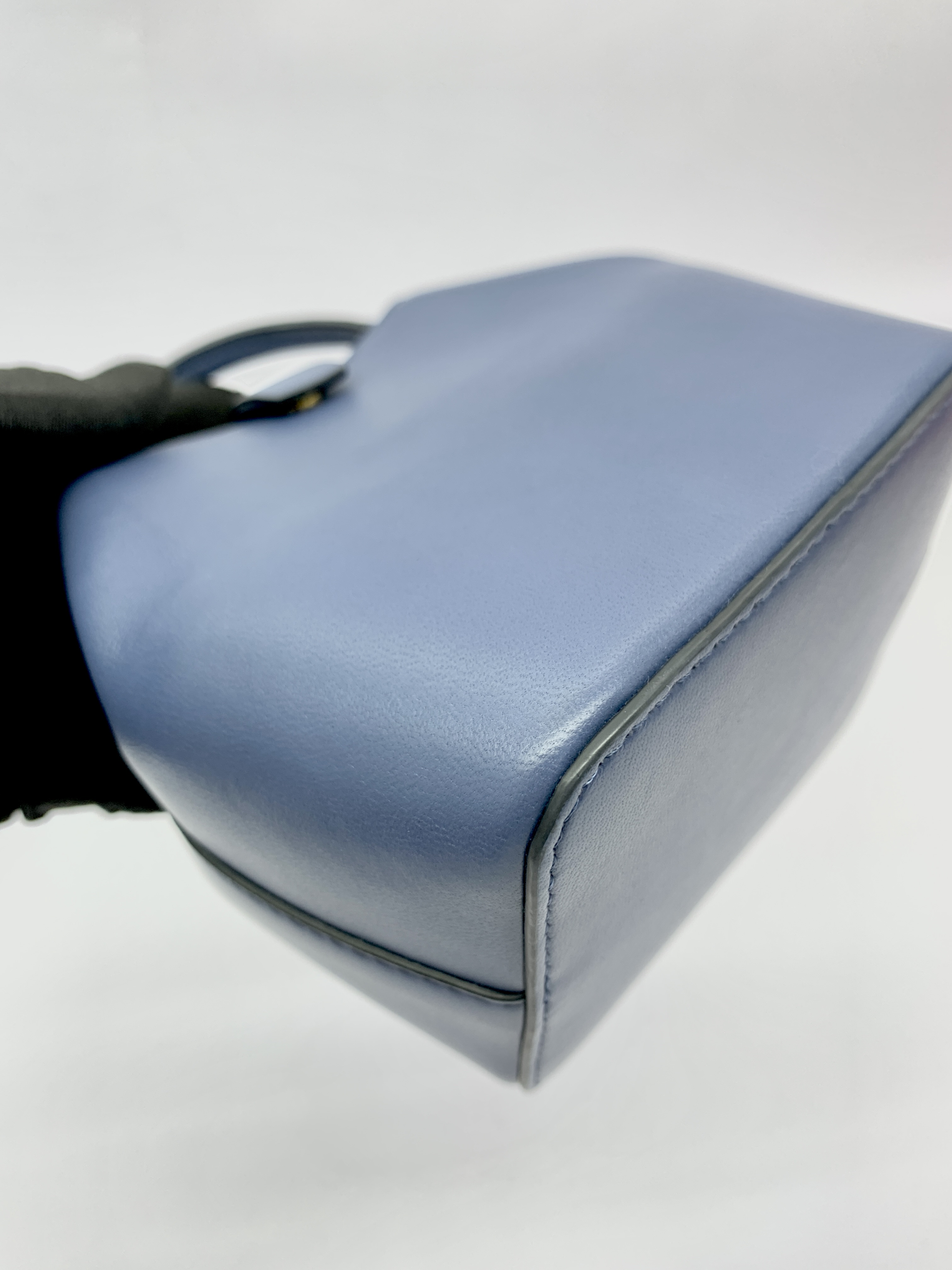 Mini Bucket V Logo Lambskin Dark Blue