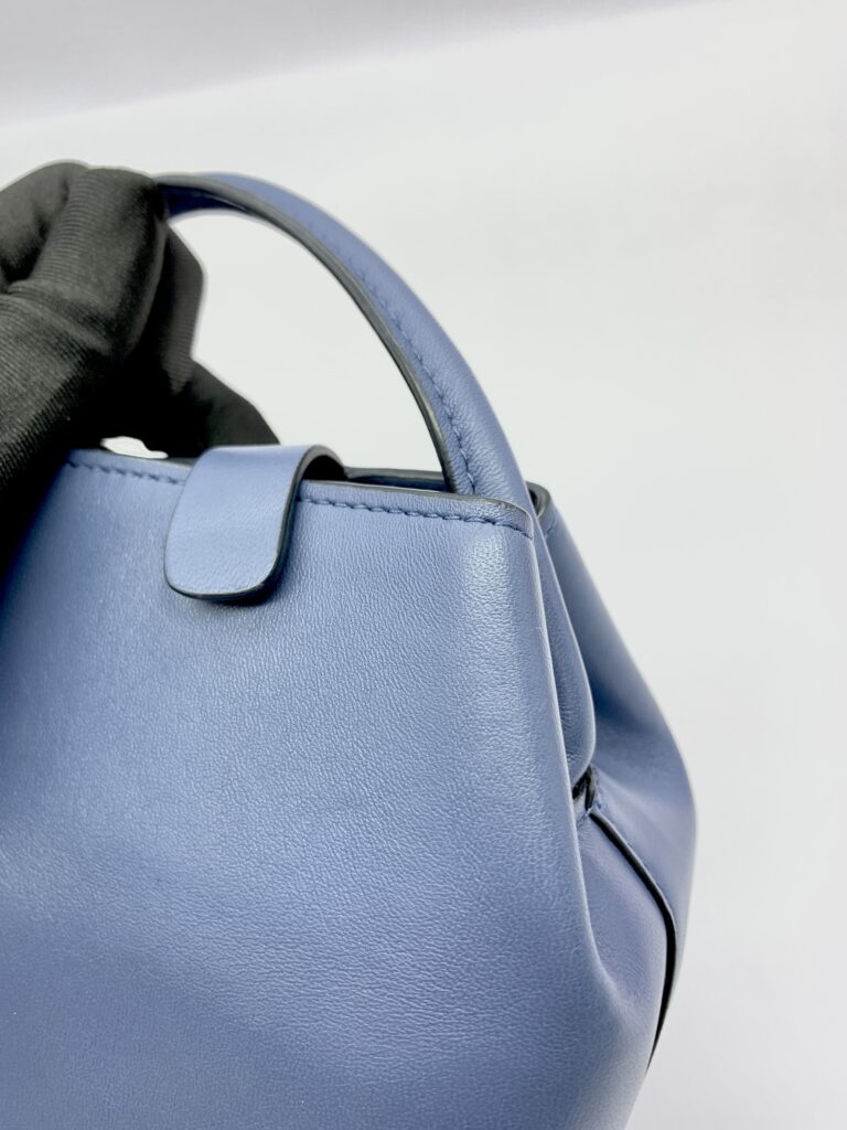 Mini Bucket V Logo Lambskin Dark Blue